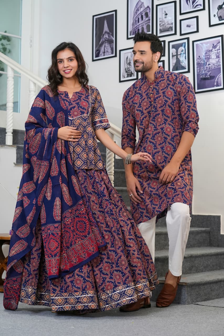 Couple Dress Collection of Lehenga Choli & Gent's Kurta Payzama
