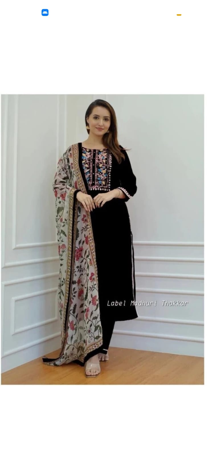 EMBROIDERY AND ADDHA  WORK ON YOUK AND LESS  WORK ON KURTI & PANT PRINTED MULMUL DUPPTA  *