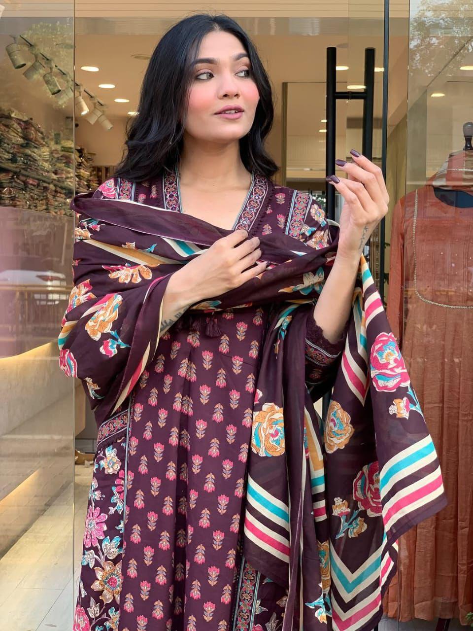 Anarkali Angrakha style kurti with too side pocket