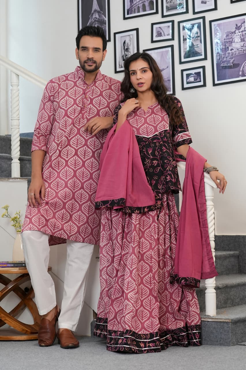 Couple Dress Collection of Lehenga Choli & Gent's Kurta Payzama