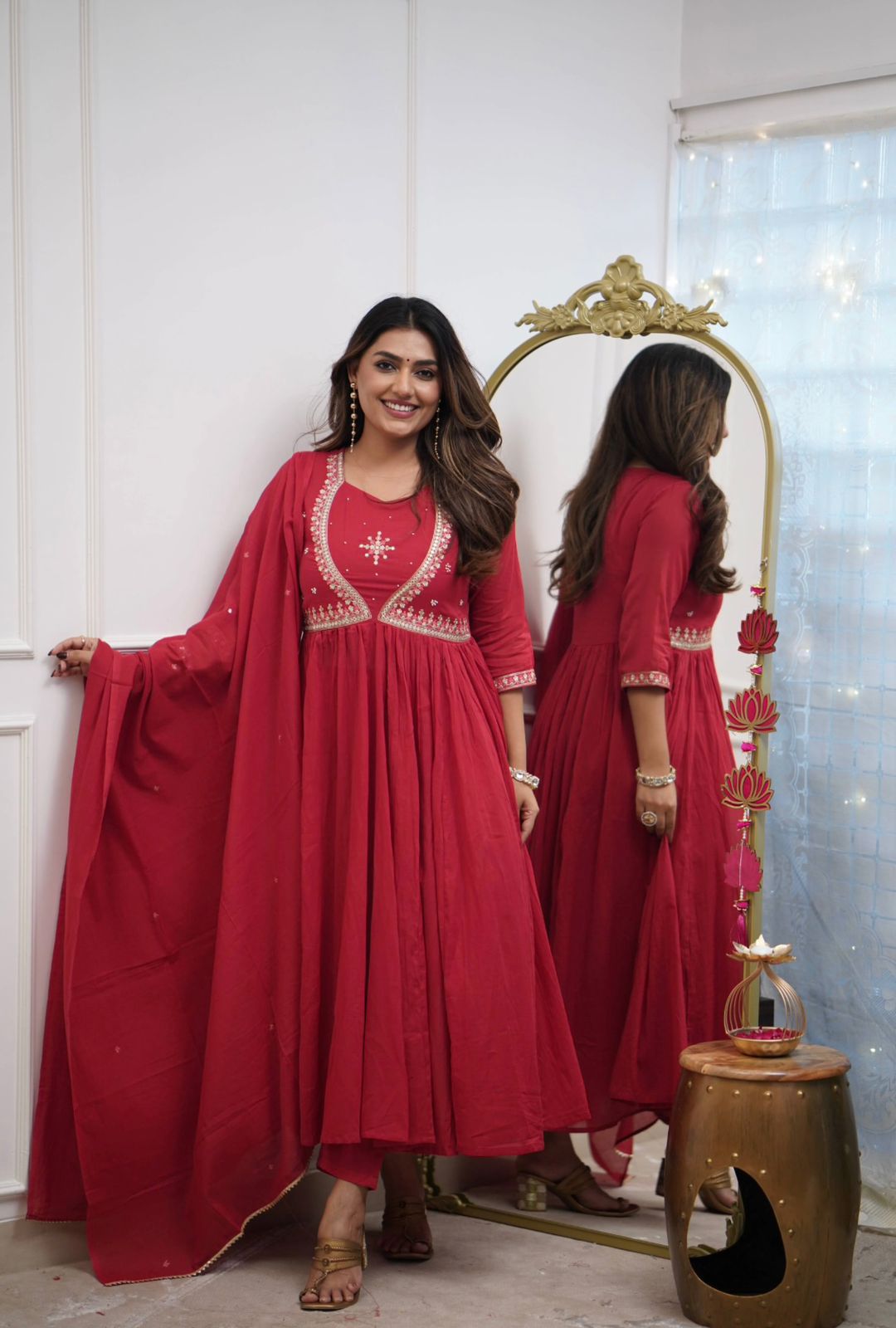 Anarkali Kurti Pant & Dupatta Set